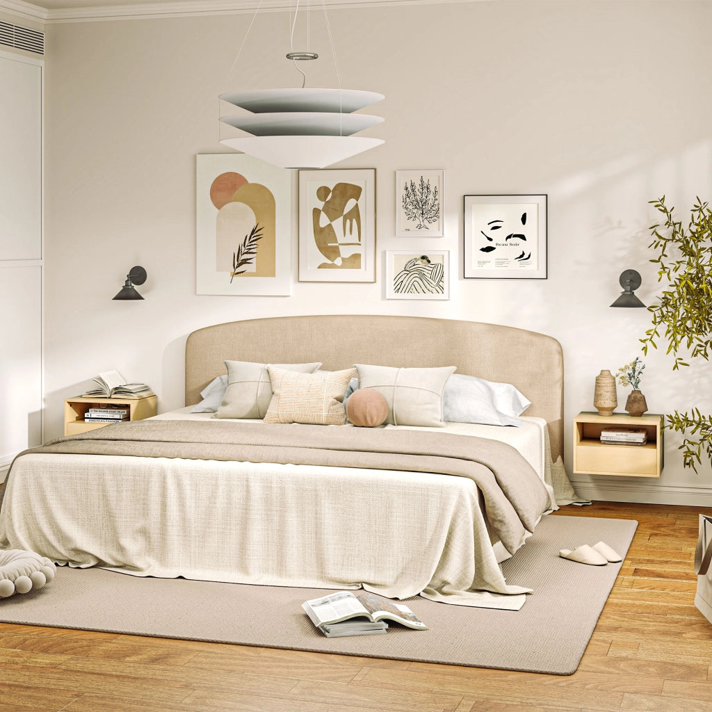 Comodino sospeso con cassetto e ripiano aperto per camera da letto e soggiorno in legno naturale 45 × 35 × 27,5 cm