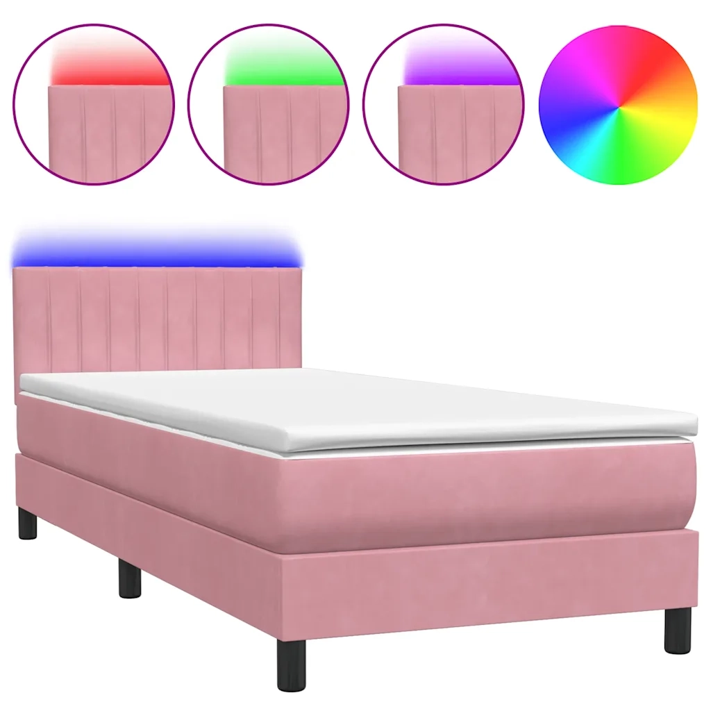 vidaXL Giroletto a Molle con Materasso Rosa 90x210 cm Velluto