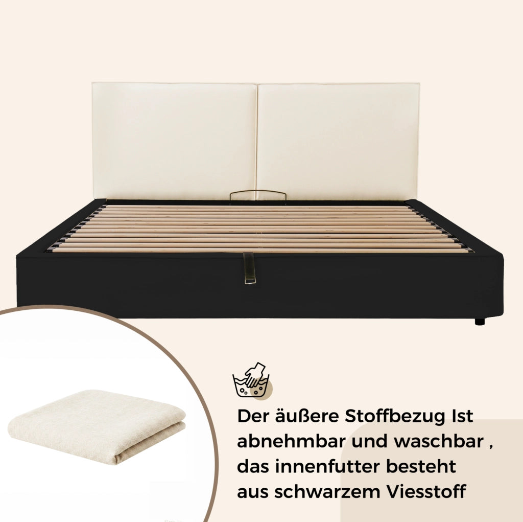 Letto matrimoniale contenitore beige 180x200 cm con rete