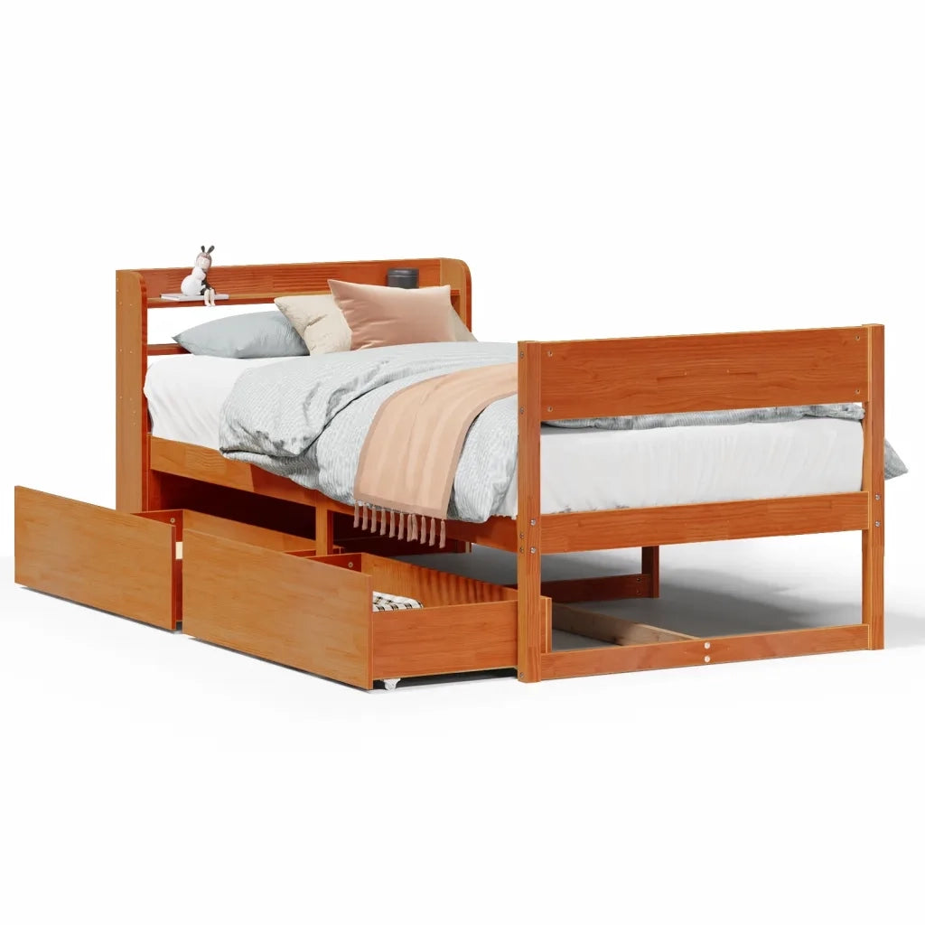 vidaXL Letto senza Materasso Marrone Cera 100x200 cm in Legno di Pino
