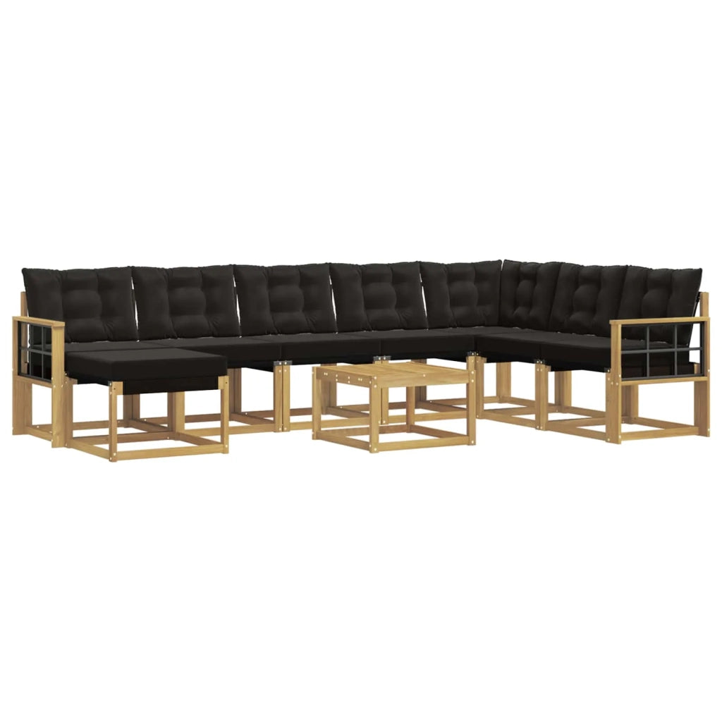 Set di divani da esterno con cuscino 9 pcs Bianco e Nero