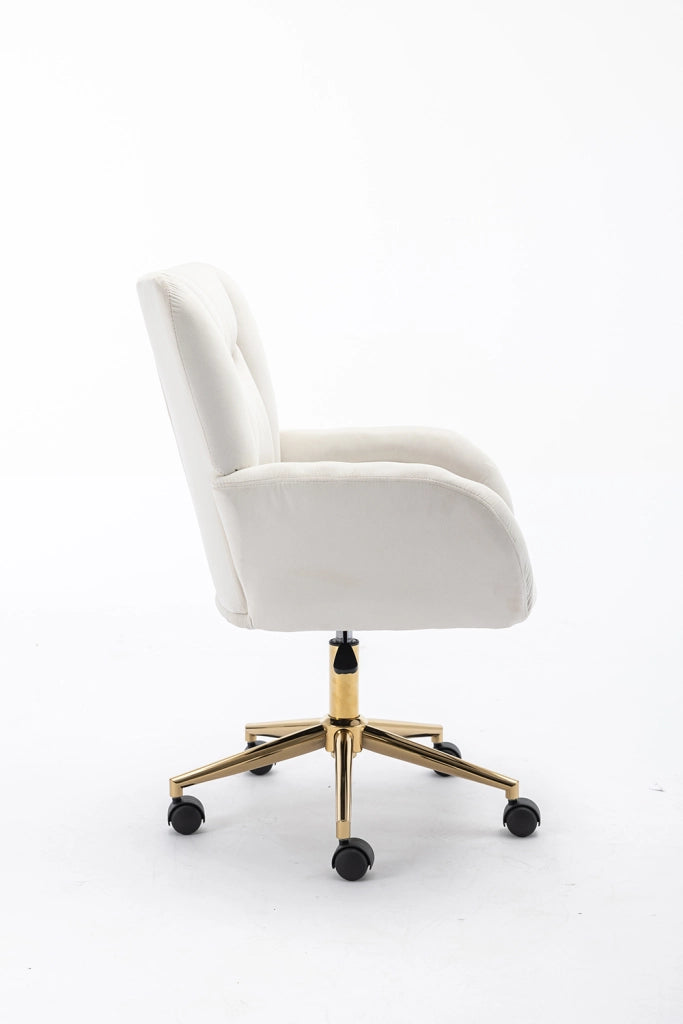 Sedia Ufficio - Xylo - 60??60??110 cm - Velluto Avorio Piedi Dorati