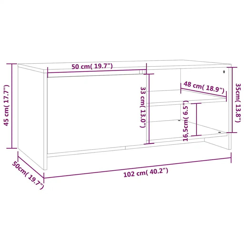 Tavolino da Salotto Bianco 102x50x45 cm Legno Multistrato cod mxl 12393