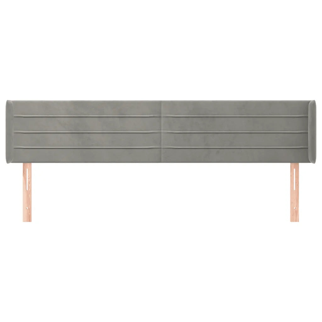 Testiera | Testata ad Orecchio Grigio Chiaro 203x16x78/88 cm in Velluto