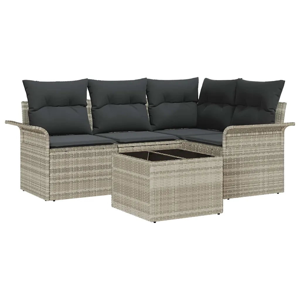 Set Divano da Giardino 5 pcs Grigio chiaro polyrattan 3354021