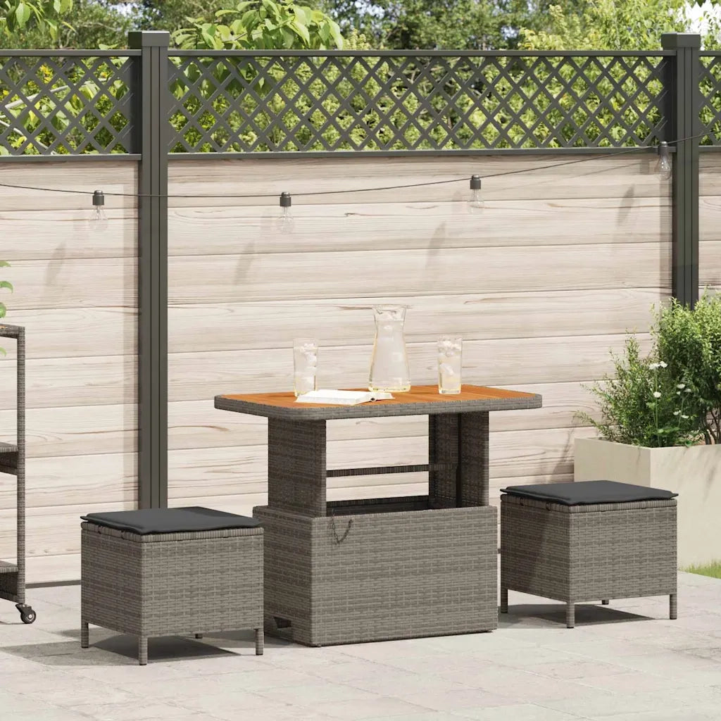 Set da Pranzo per Giardino Grigio polyrattan 42007920