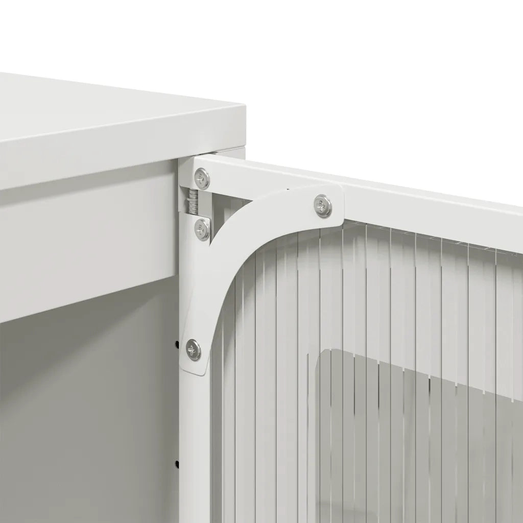 Credenza Bianca 36x39x107 cm in Acciaio Laminato a Freddo 853403