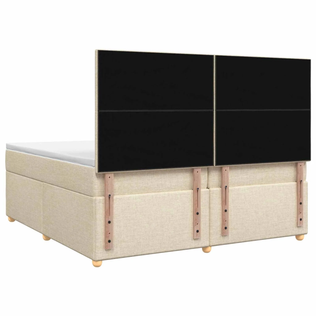 Letto box spring con materasso Crema 200 x 200 cm Tessuto 3453975