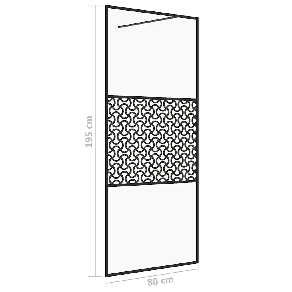 Parete per Doccia Walk-in Vetro Trasparente ESG 80x195 cm Nera CFW6740241