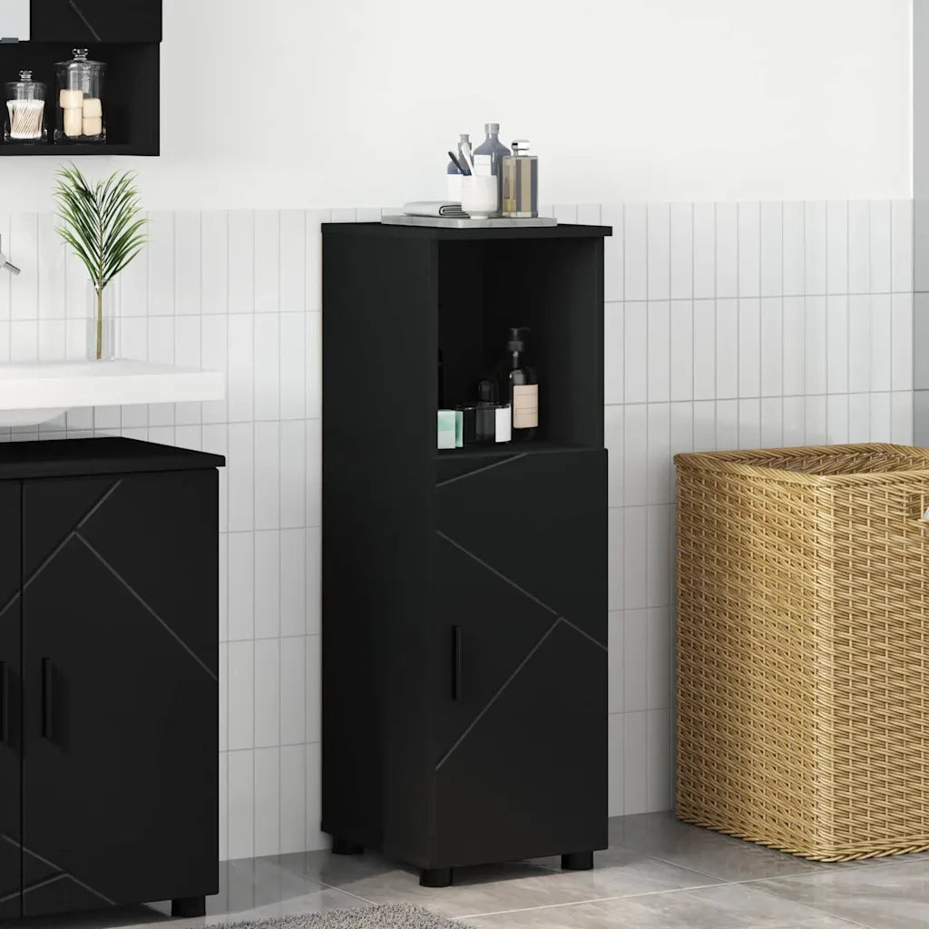 Mobile da Bagno | Armadio da bagno con archiviazione Nero 30 x 35 x 95 cm