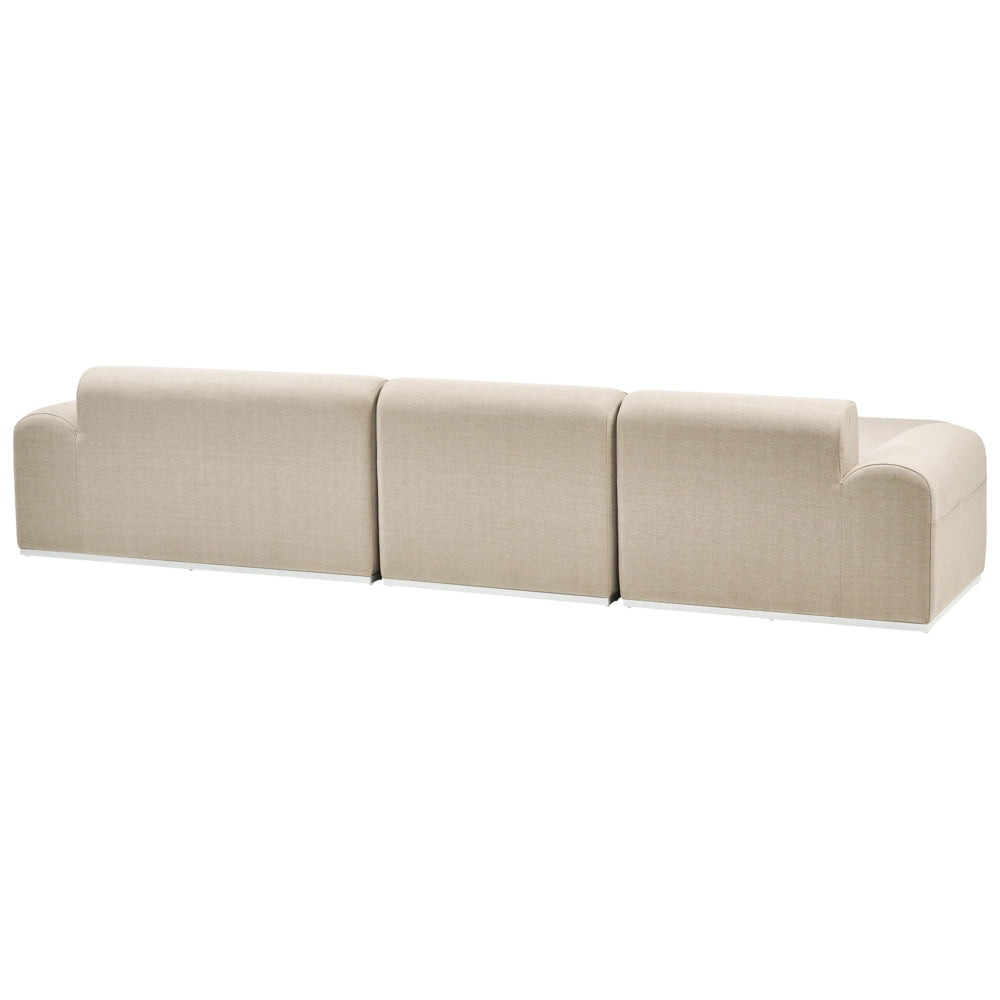 Set da salotto modulare in tessuto per esterni 7 posti reversibili struttura in alluminio beige da giardino