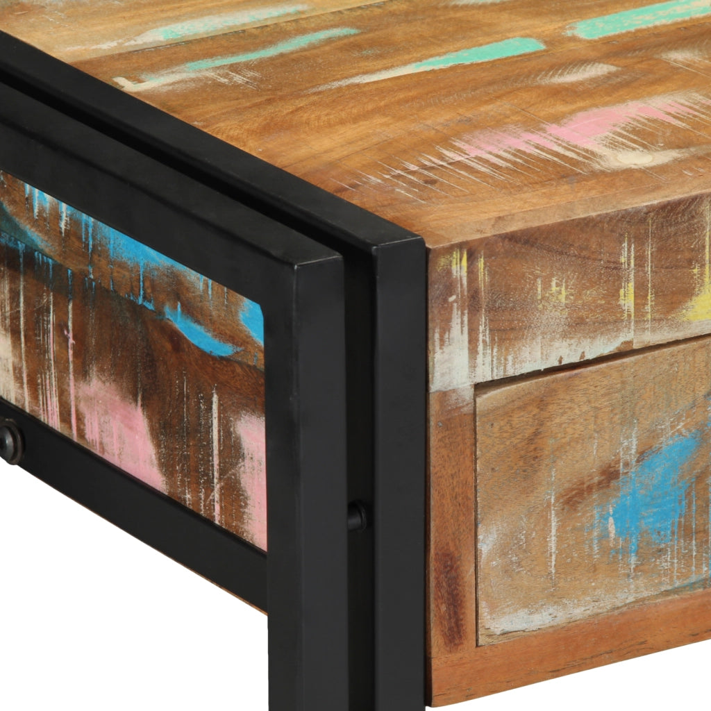 Tavolo Consolle Multicolore in Legno Recuperato e Metallo