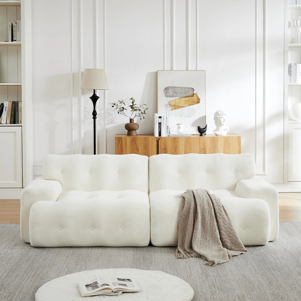 Divano 2 Posti Cloud con Braccioli Larghi ¨C Xylo ¨C Beige, Tessuto, Trapuntato