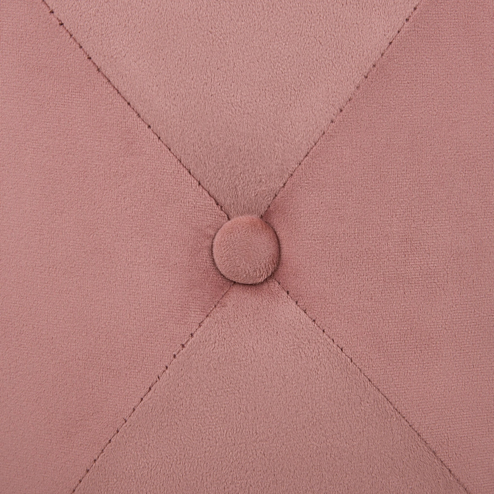 Poggiapiedi trapuntato rosa ottomana rotondo trapuntato Chesterfield