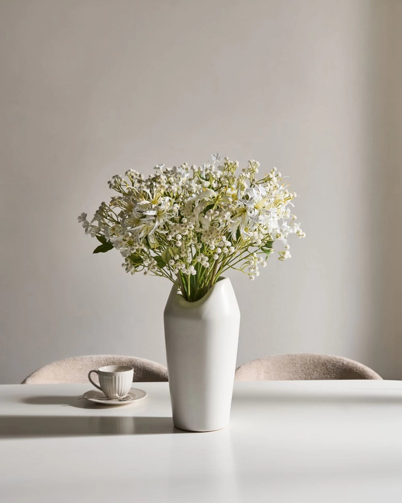 Bouquet di fiori artificiali bianco decorativo finto 38 cm Decorazione da tavolo Soggiorno Sala da pranzo