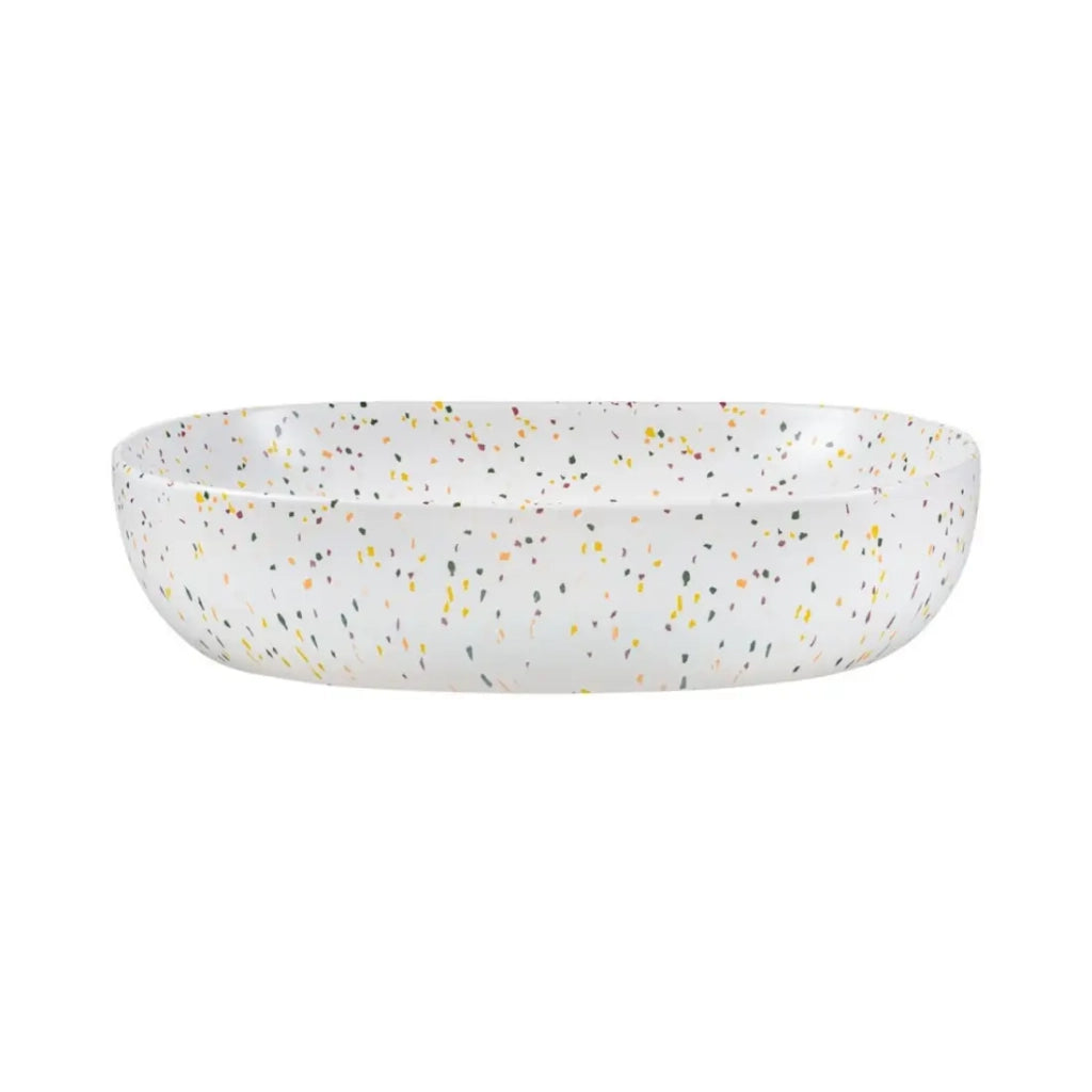 Set ICON: mobile sottolavabo 180cm con nicchie visibili + 2 lavabi ovali macchiati multicolori