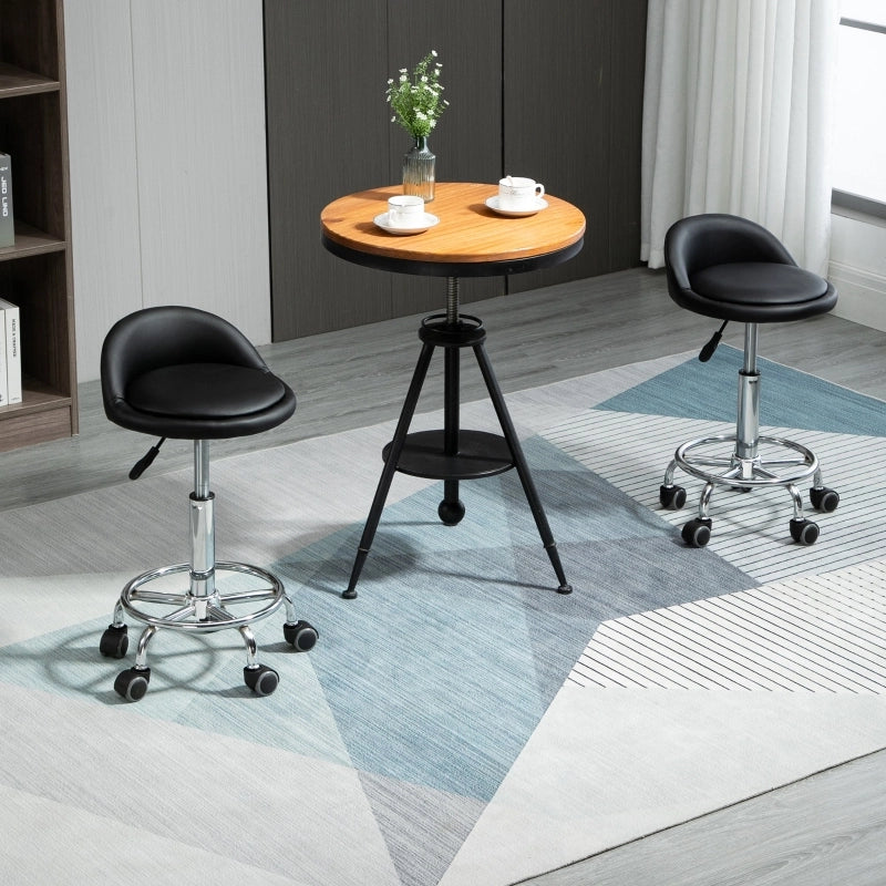 SGABELLO CON SCHIENALE REGOLABILE 57-72 CM NERO Set da 2 pezzi
