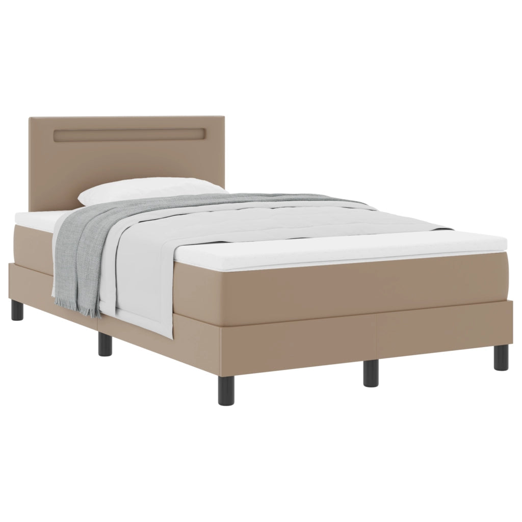 Letto a Rete con Materasso Cappuccino 120x200 cm Pelle Sintetica