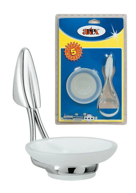 Portasapone Saponetta da Parete Glaciar Cromato + Vetro Artex