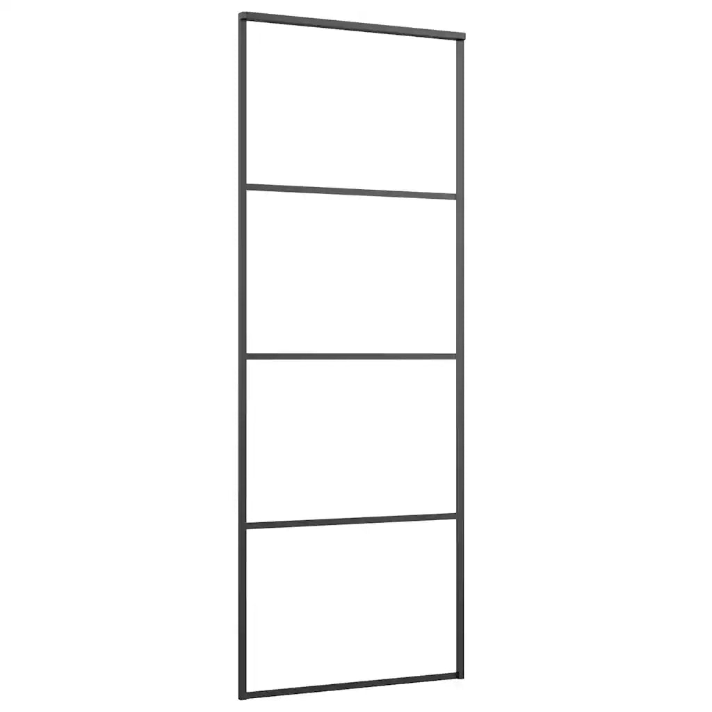 Porta Scorrevole con Ferramenta Nera 76x205 cm in Vetro ESG 3375906