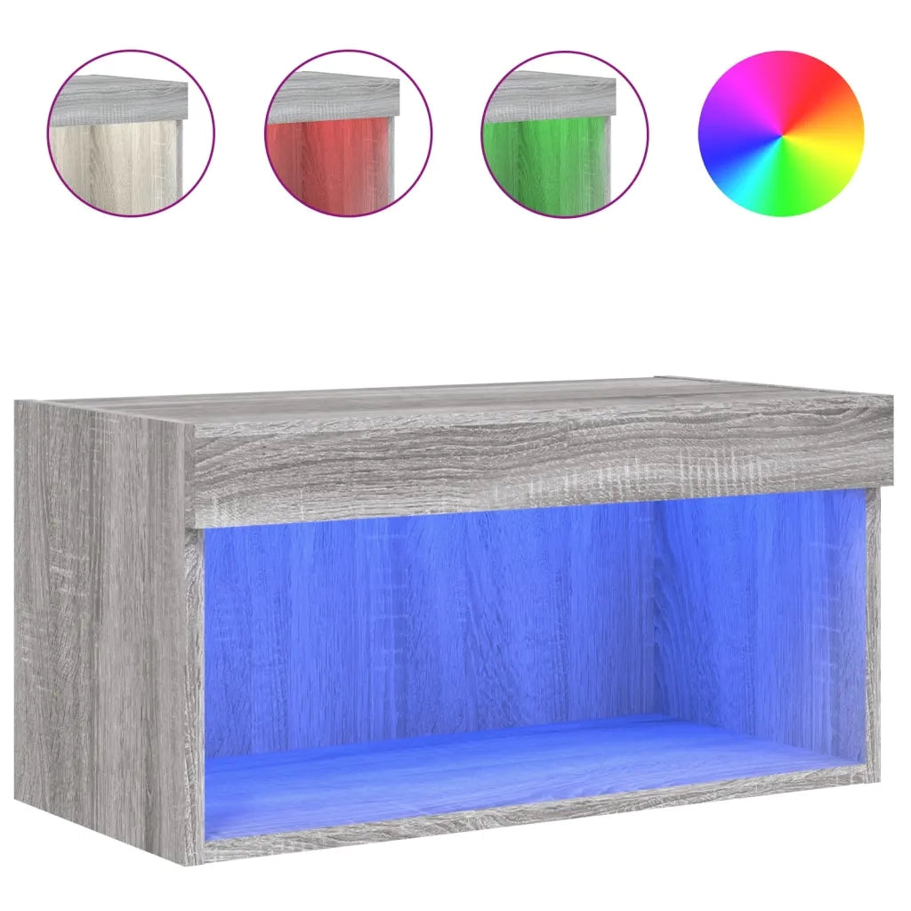 Mobile Porta TV con Luci LED Grigio Sonoma 60x30x30 cm 837137