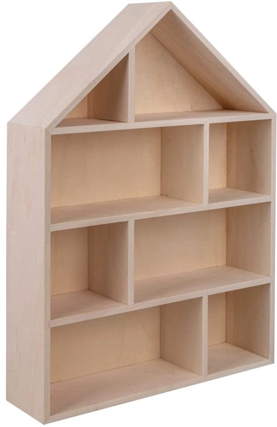 Vitrina houten in stile di casa, 30 x 43 x 8 cm, 8 cassetti, per appendere, cassettone in legno, certificato FSC, per fai da te e decorare, 64507505, naturale