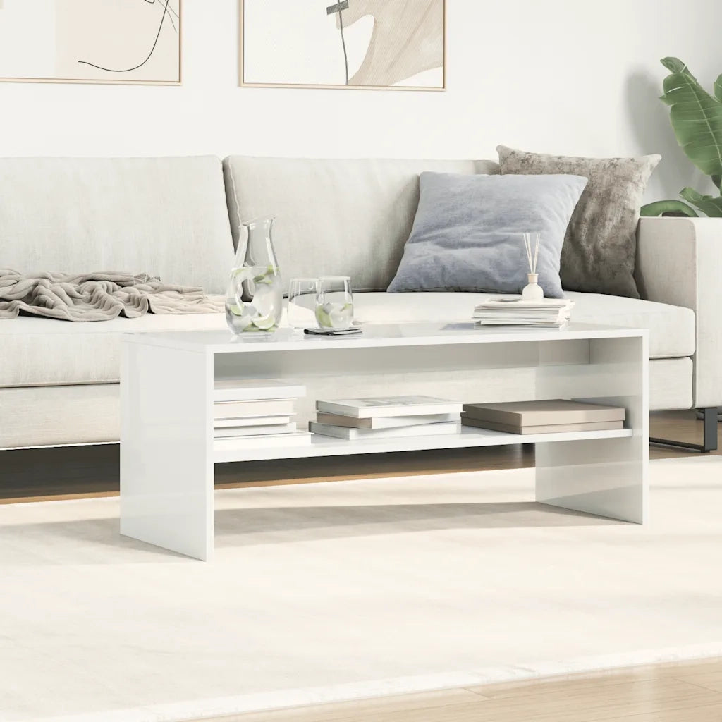 Mobile Porta TV Bianco Lucido 100x40x40 cm in Legno Multistrato
