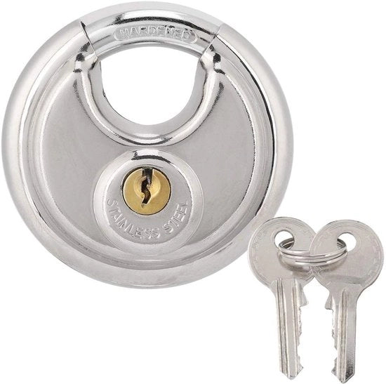 Chiusura a sicurezza in acciaio inossidabile per esterni - 70 mm - 2 chiavi - Duratura e resistenza agli urti