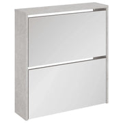 Scarpiera con Specchio a 2 Livelli-Mobile per scarpe Grigio cemento 63x17x67 cm