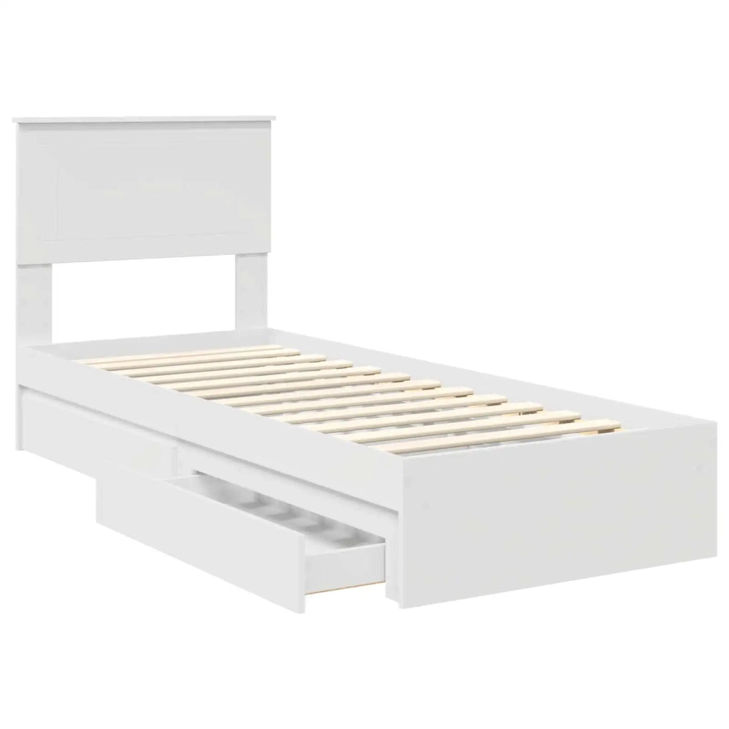 Letto con Contenitore Bianco 75 x 190 cm Legno multistrato