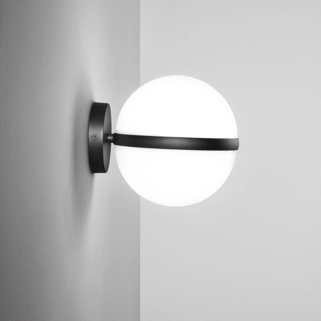 APPLIQUE ORBIT NERA 1 LUCE ATTACCO E27 IP44 23,5X20,5CM BASE IN ALLUMINIO