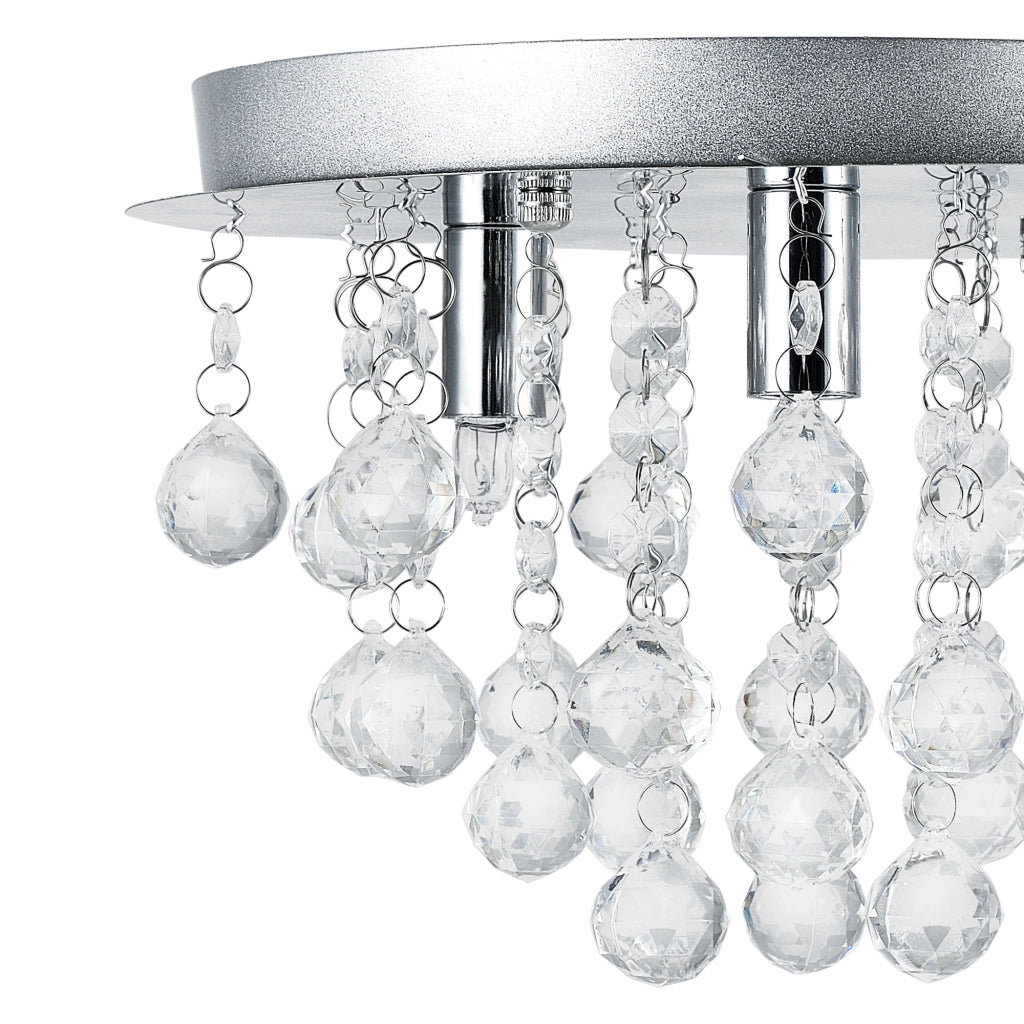 Plafoniera Rotonda Trio con 3 Fonti Luce e Cristalli Artificiali - Cromo/Argento lux.pro