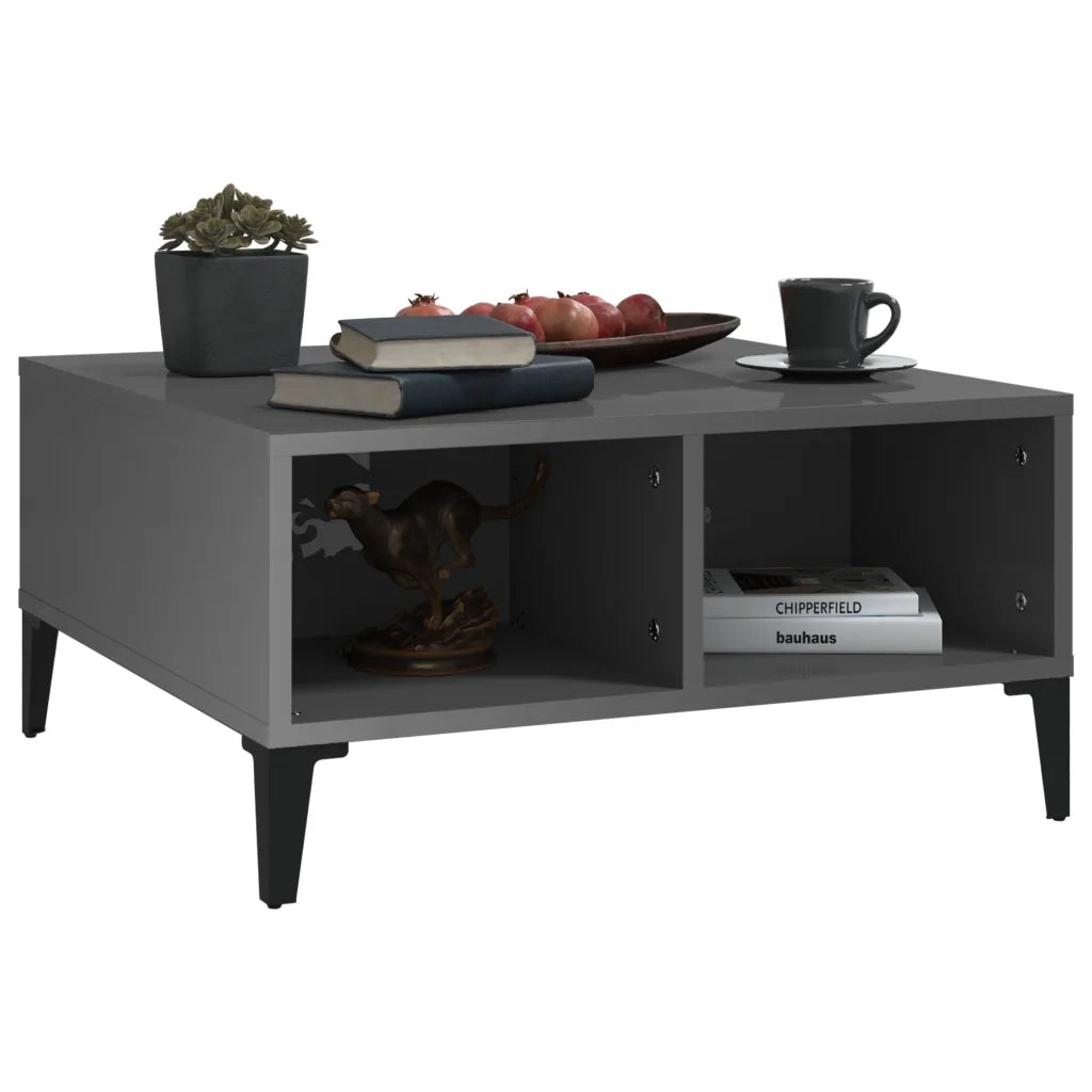 Tavolino da Salotto Grigio Lucido 60x60x30 cm Legno Multistrato 805994