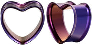 Ear Gauges in Acciaio Inossidabile a Forma di Cuore - Ø 8 mm a 25 mm - Set a 2 Pezzi