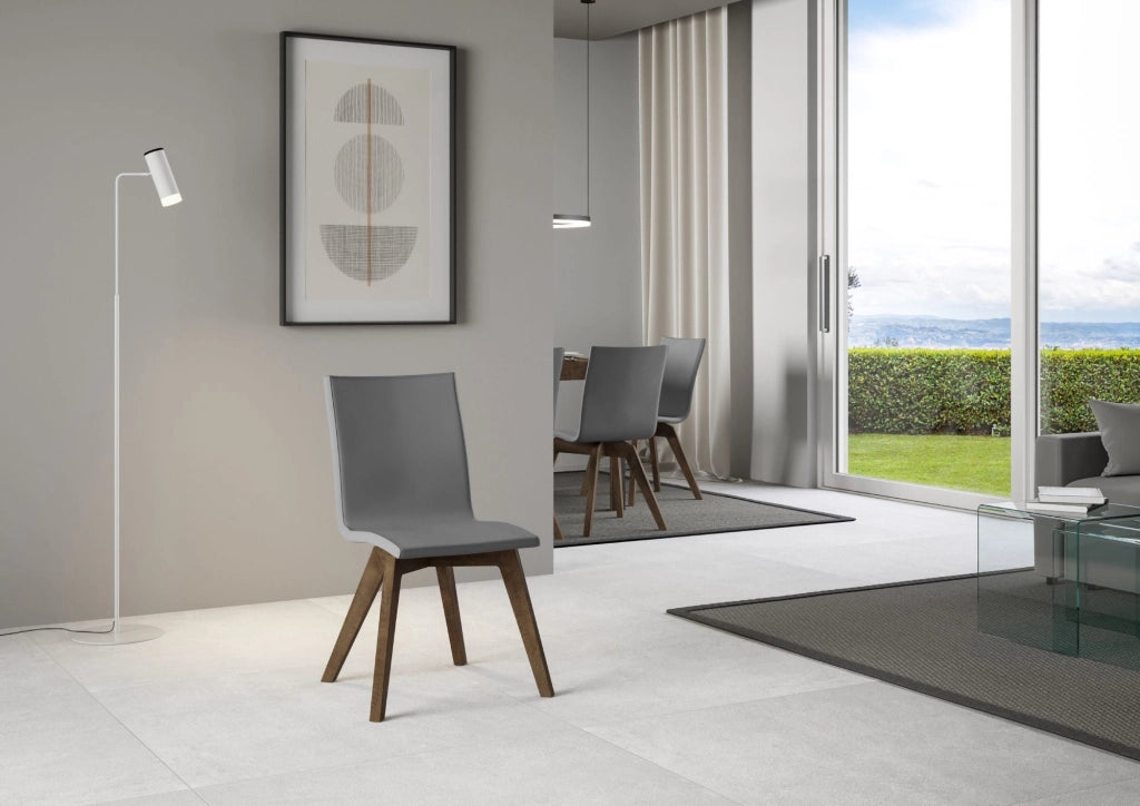 Sedia 52x52x87 cm Trudy gambe noce in Similpelle Grigio