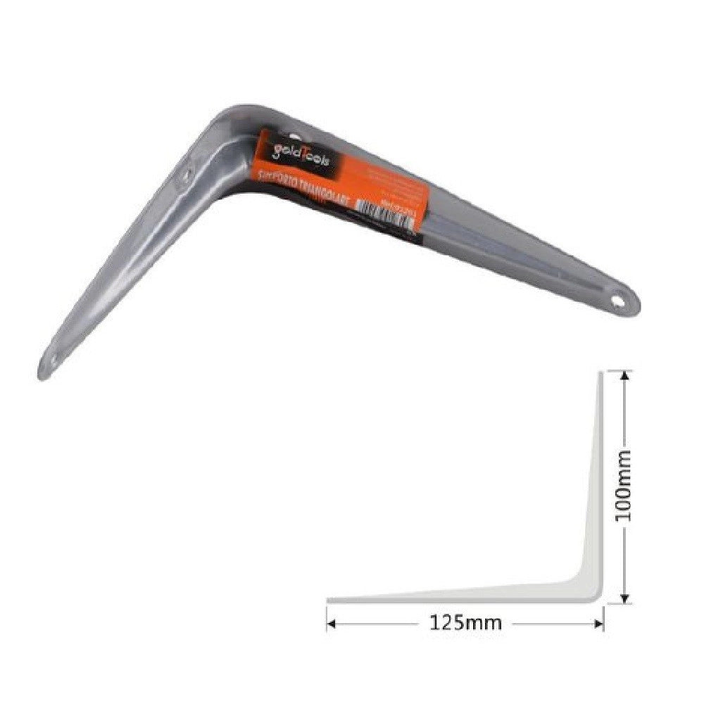 Trade Shop - Set 2pz Reggimensola Supporto Staffa Triangolo Mensola Metallo 12.5cm Grigio 91261 -