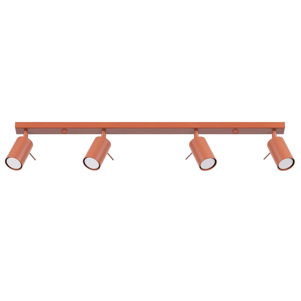 Plafoniera TORQUE rossa ocra 81 cm 4 spot GU10 orientabili
