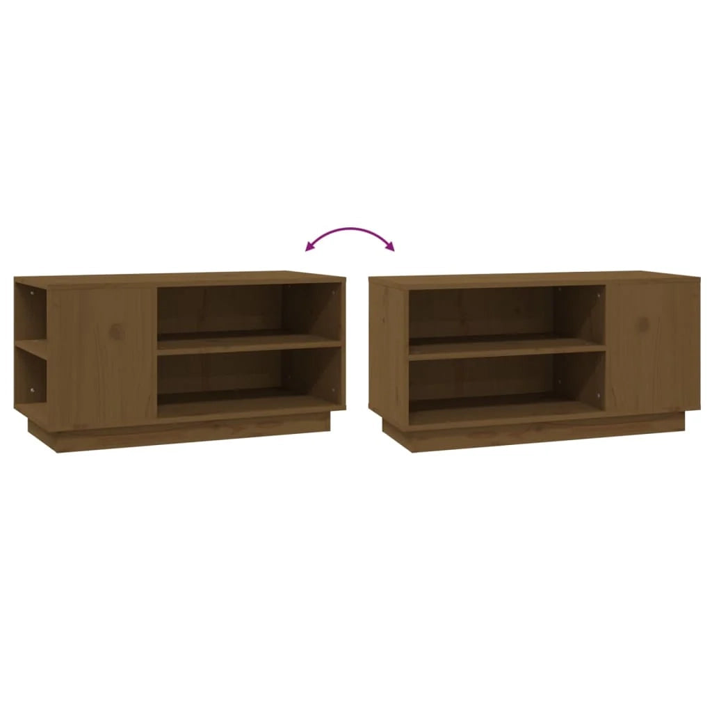Mobile TV multimediale mensola TV credenza TV sala da pranzo soggiorno camera da letto color miele 80 x 35 x 40,5 cm legno di pino massiccio marrone 02_0027723