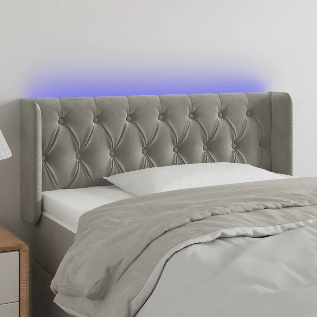 Testiera | Testata Grigio Chiaro a LED 103x16x78/88 cm in Velluto
