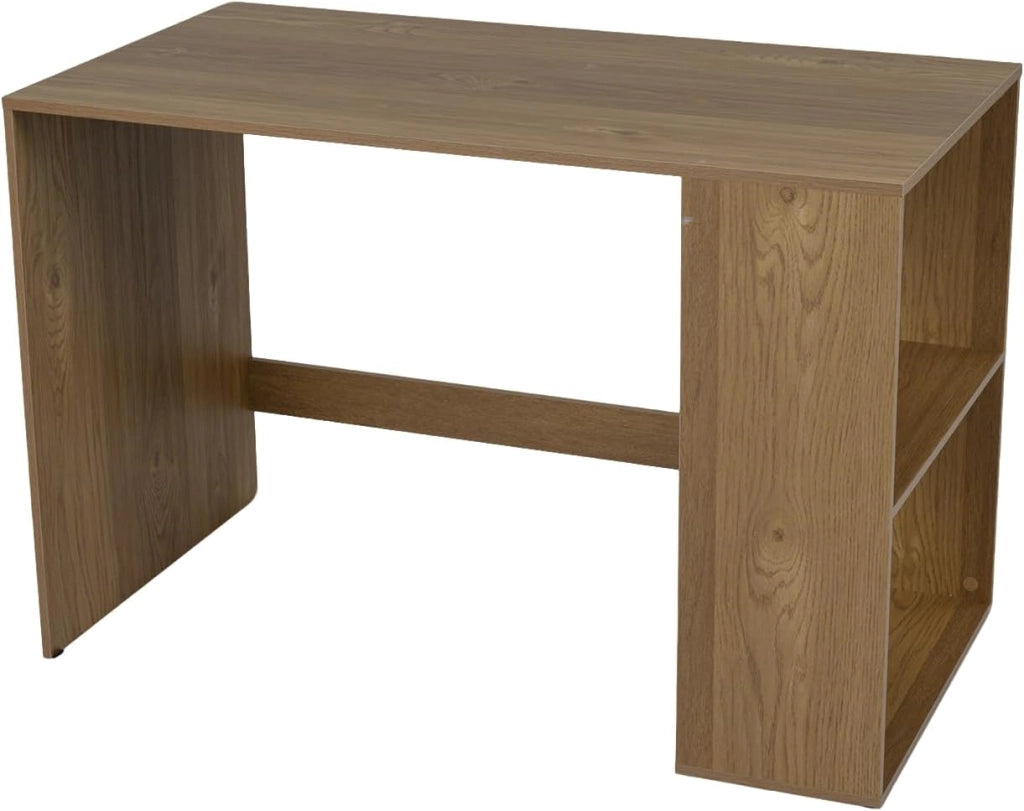 Scrivania per Computer in Legno, 112 x 60 cm, Postazione di Lavoro con Ampio Piano e 2 Scomparti Aperti, Design Moderno e Salvaspazio, Scrivania da Ufficio per Soggiorno, Studio (Bianco)
