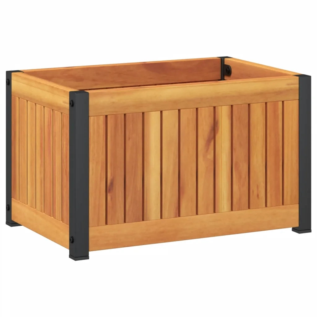 Fioriera da Giardino-Vaso da Esterno 45x30x27,5 cm in Legno Massello di Acacia