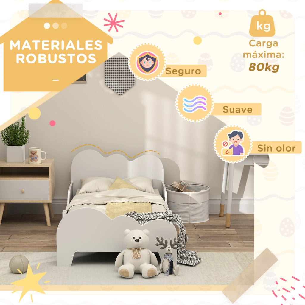 Letto Singolo per Bambini con Barandilla ¨C Zephmum ¨C Bianco 140x70 cm