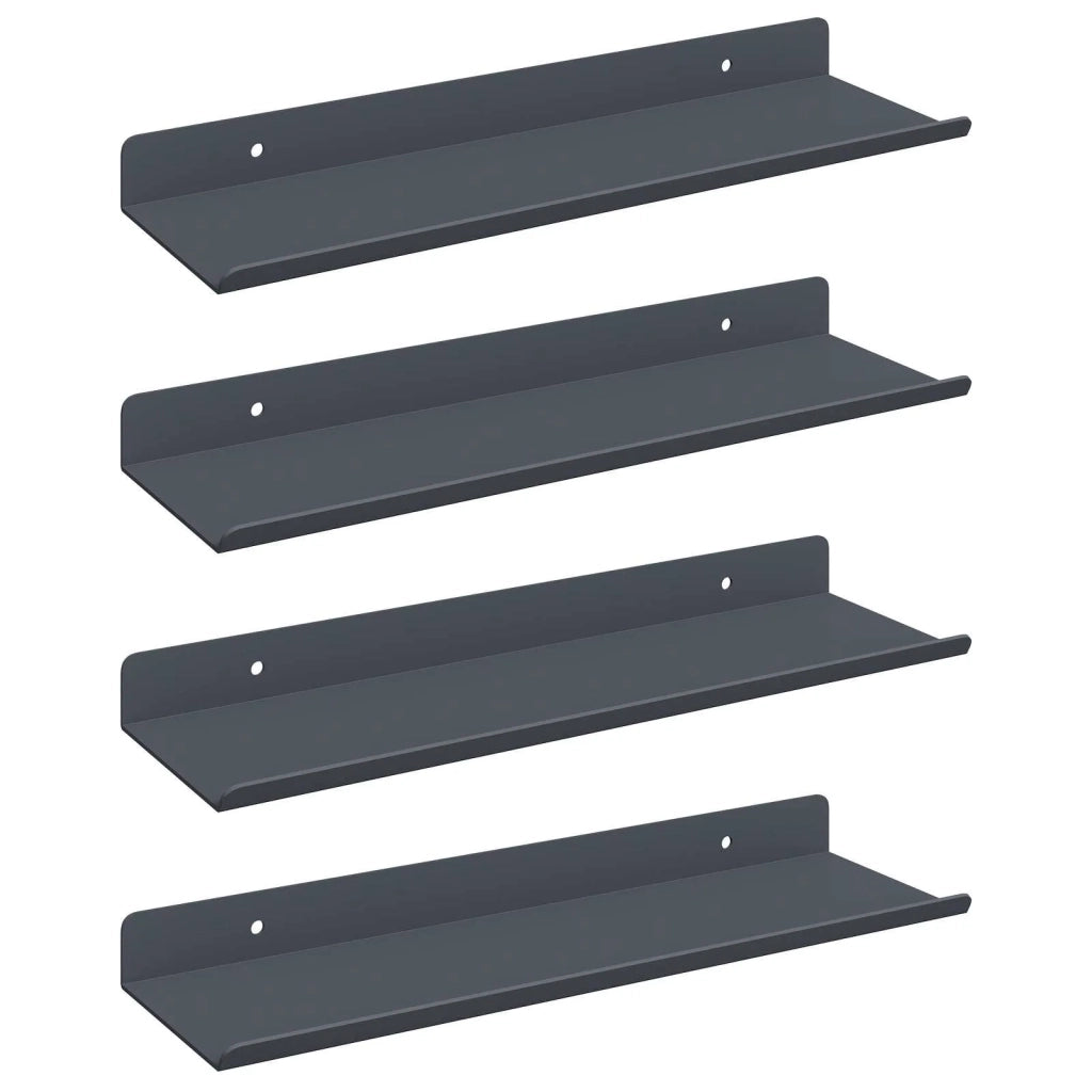 4 pz Mensola | Ripiano | Scaffale sospesa Antracite 30 x 9 x 2,5 cm Acciaio