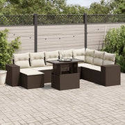 Set Divani da Giardino 9pz con Cuscini Marrone in Polyrattan 3269363