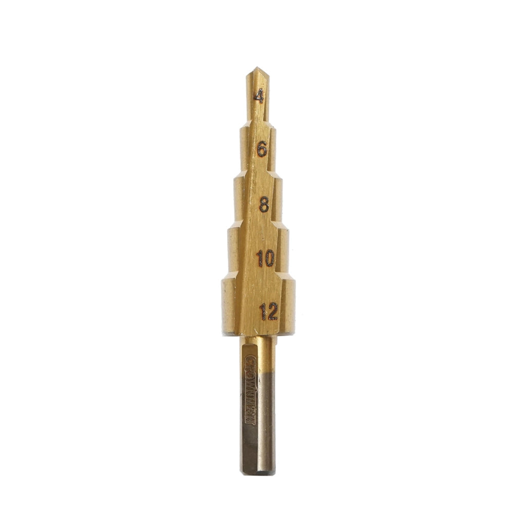 Punta conica Crownman a 5 gradini da 4-12 mm in acciaio HSS 4241 per metallo, alluminio, legno, plastica, ottone
