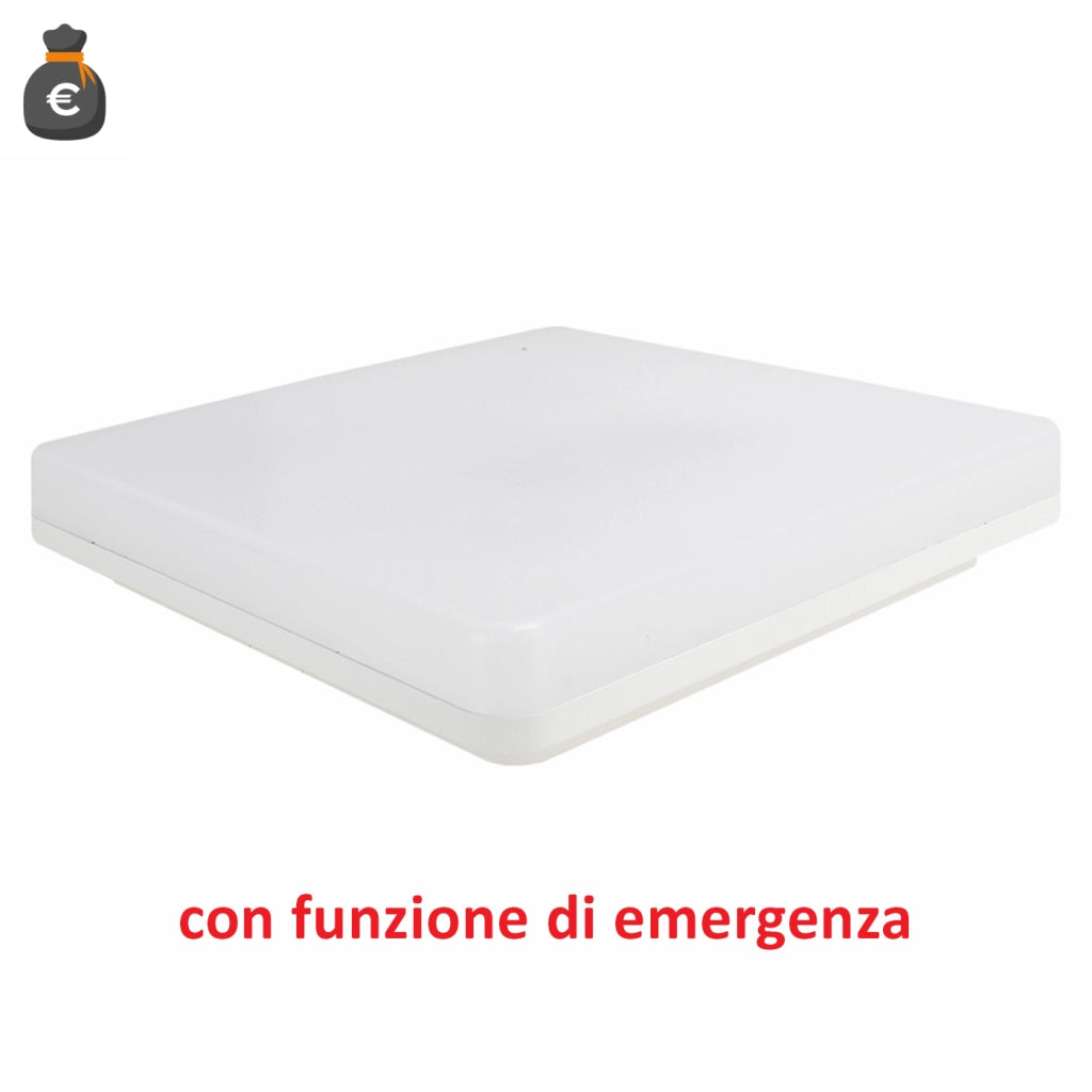 Alcapower Plafoniera LED IP54 24W CCT Selezionabile 2000lm con Funzione Emergenza Integrata, Design Moderno per Interni ed Esterni Protetto