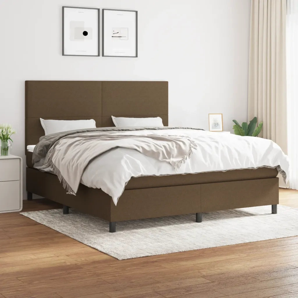 Giroletto a Molle con Materasso Marrone Scuro 180x200cm Tessuto cod mxl 71257