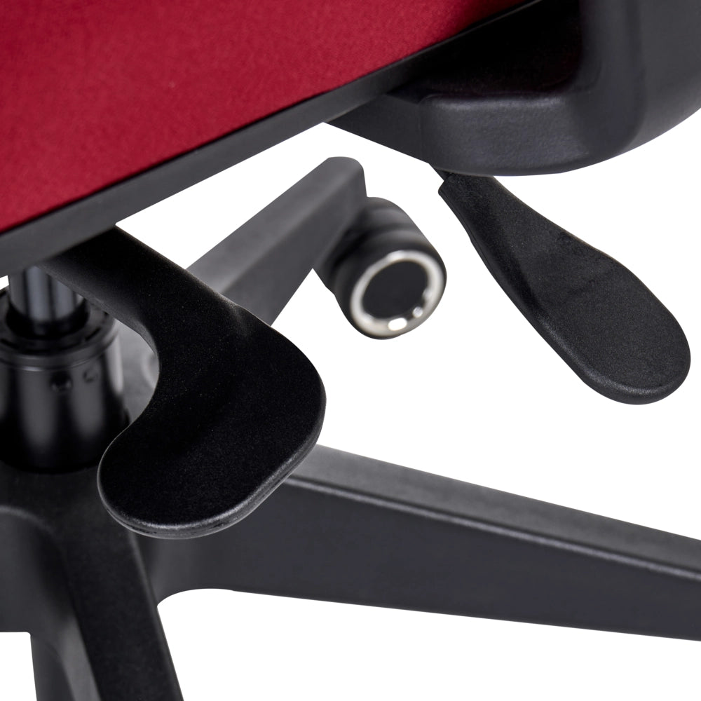 Sedia da ufficio ergonomica con schienale regolabile, seduta scorrevole, braccioli regolabili e supporto lombare rosso scuro