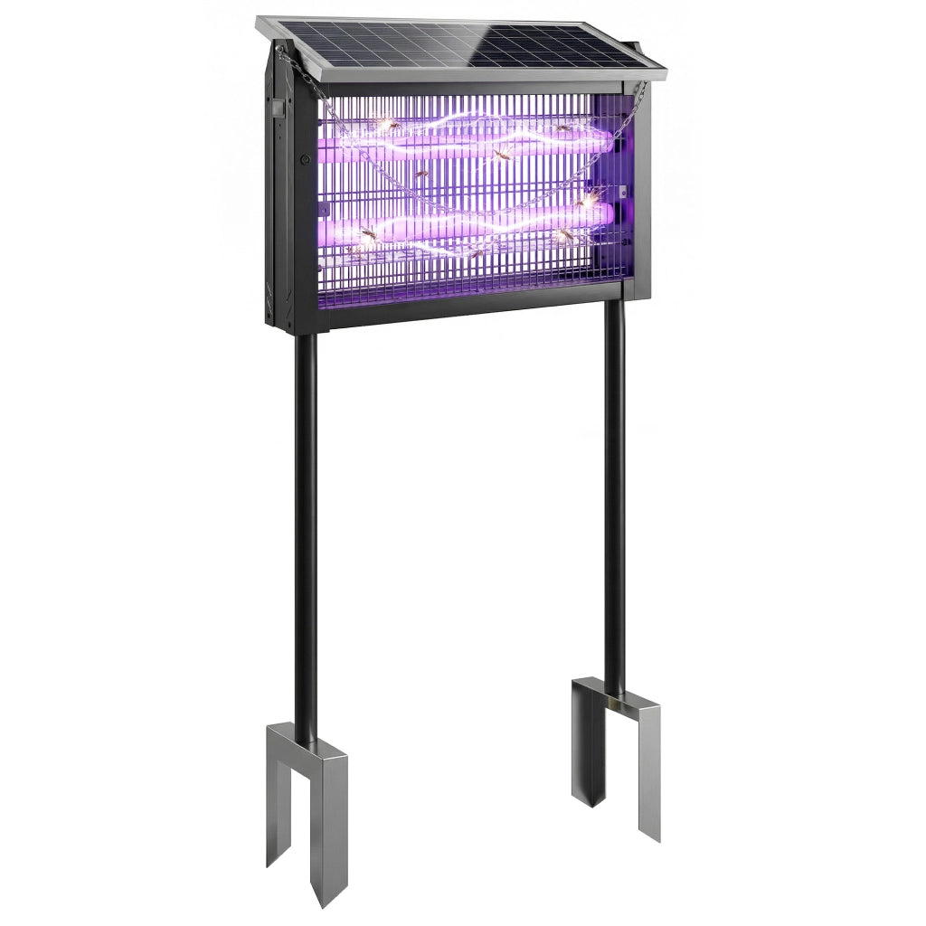 Lampada Antizanzare da Esterno a Energia Solare con Rete di Protezione, 45x18x90 cm, Nero