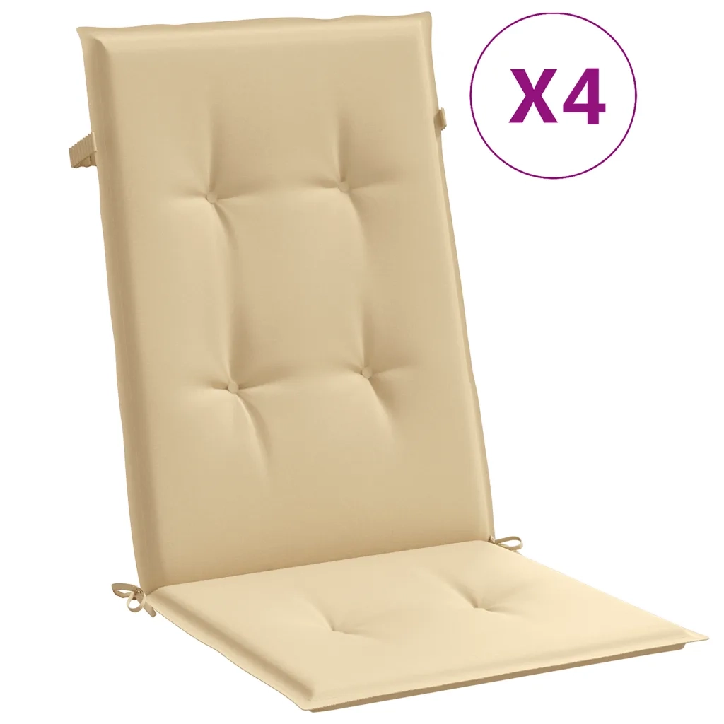 Cuscini Sedia Schiena Alta 4 Beige MÃ©lange 120x50x4 Tessuto